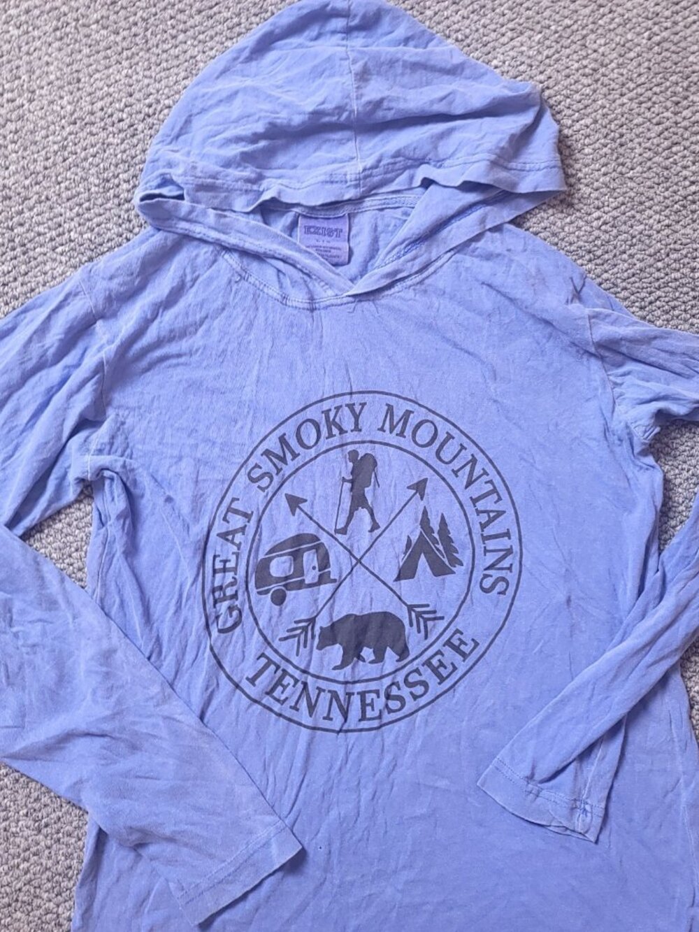 EXIST Hoodie Womens L Large Great Smoky Mountain Tennessee TN Blue Sweatshirt